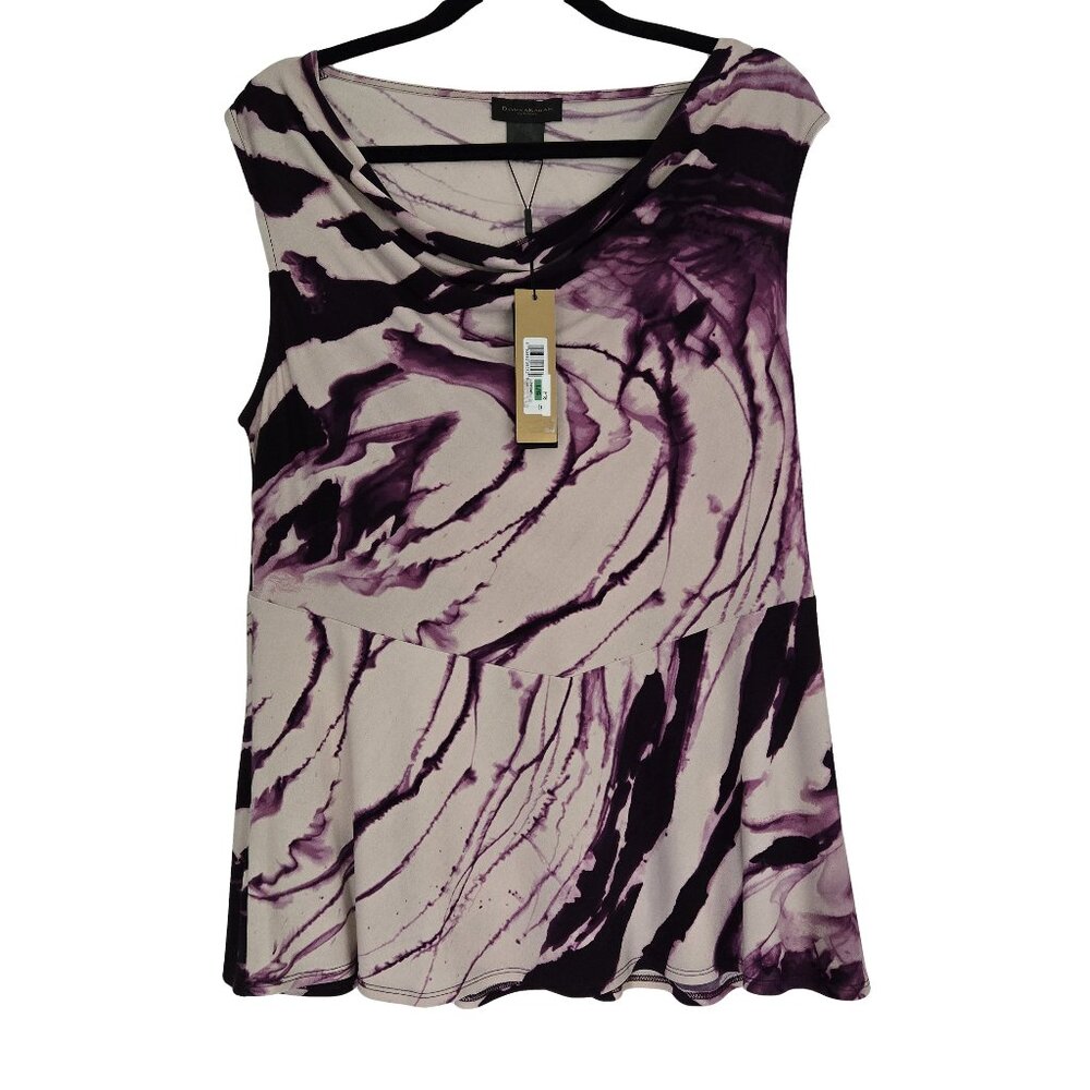 NWT DONNA KARAN Purple & White Top L